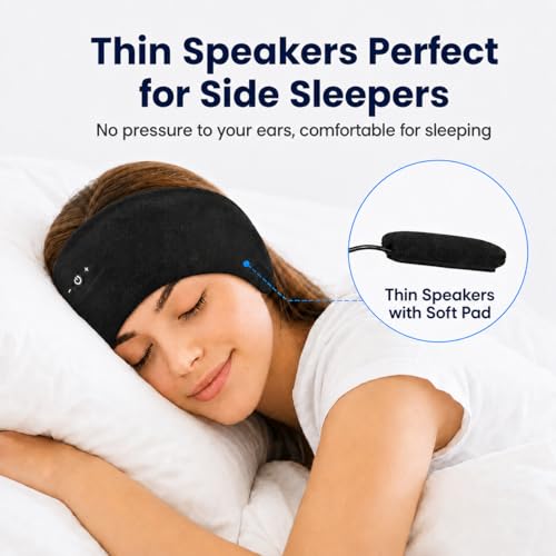 2-Pack Sleep Headphones Bluetooth Headband with Thin Speakers-Black&Gray | Headband Headphones for Sleeping & Sports, No Ear Pressure for Side Sleepers,12-Hour Battery, Works with All Bluetooth Device