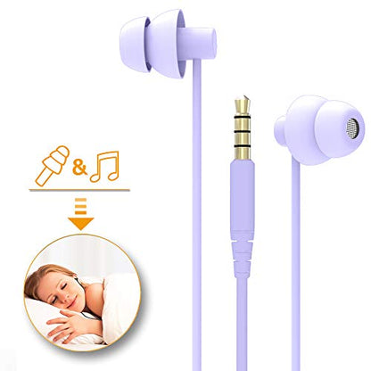 MAXROCK (TM Total Soft Silicon Headphones with Mic Sleep Travel Choice for Cellphones Tablets and 3.5mm Jack (Violet) | Sleep Travel Choice, Cellphones Tablets Compatible, 3.5mm Jack - color: violet purple