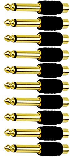 CESS 6.35mm TS Male to RCA Female Audio Adapter, 10 Pack
