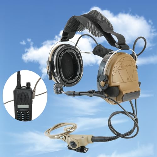 HEARFALCOM Tactical Headset C5 PRO Headphones with Mic Noise Cancelling for kenwoo Two-Way Radio for Airsoft CS Gaming - color: Brown