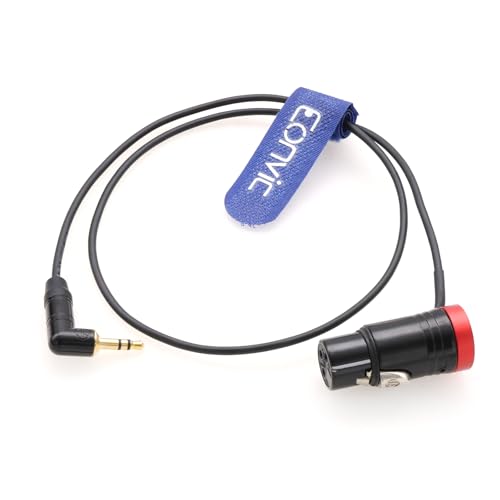 Audio Cable Low-Profile XLR 3 Pin Female Right Angle for BOYA Microphone to 3.5mm Mini Jack for Red Komodo DSMC2 Epic/Scalet Camera (Red) - color: Red