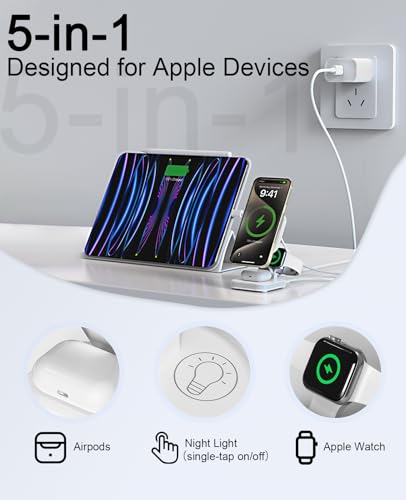 5-in-1 Magnetic Wireless Charging Stand for Apple MagSafe Charger