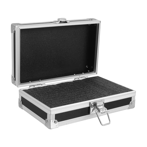 Lockable Equipment Storage Case: 7'' Aluminum Hard Shell Briefcase with Pre-Diced Protective Foam - Carrying Case for Wireless Mic Setups Camera Gear - color: Black