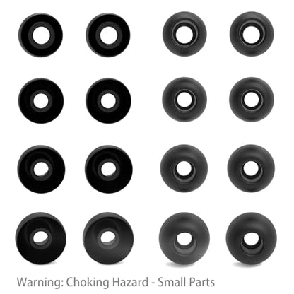 [8 Pairs] Replacement Silicone Ear Tips for Beats Flex - XS/S/M/L Sizes, Flexible Black Rubber Gel Earbuds Tips, Durable & Comfortable Fit
