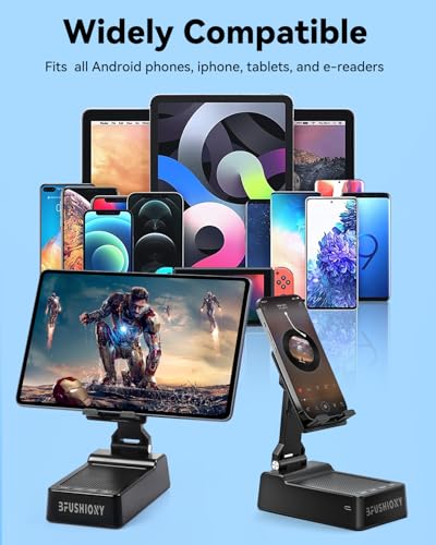 Birthday Gifts for Men Women, 4 in 1 Phone Stand with Bluetooth Speaker, HD Stereo Sound Anti-Slip Holder, Hands-Free Calling AUX Mode 1 Pack (Black) - size: L37-1