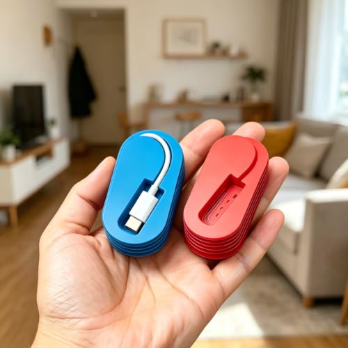 2 Pack Silicone Cable Organizer Case, Portable Travel | 2-pack portable silicone cable organizer case and travel cord winder for USB charging wires.