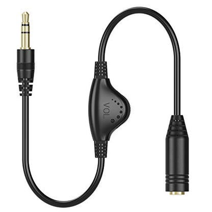 PChero 3.5mm Headphone Extension Cables, 2pcs 3.5mm Male to Female | 10inch, Male to Female Stereo Audio Extension Cord, with Volume Adjustment Control, for Smartphone Tablets MP3 Players - size: 1 ft, 2 Packs