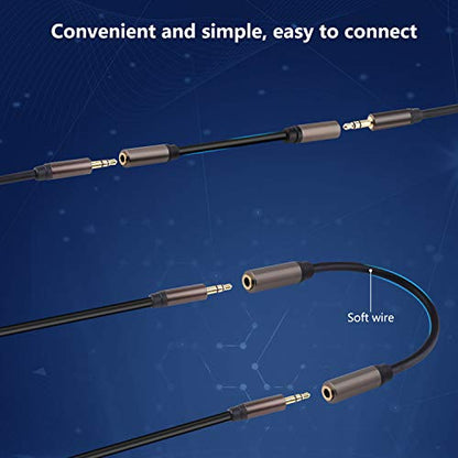 3.5mm Female to Female Adapter Cable TRS Stereo Audio AUX Connector Cod for Headphones, Car, HiFi - 15cm/6inch (Coffee) - color: Coffee