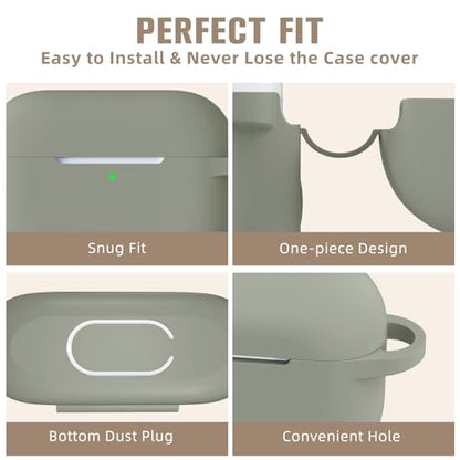 Hamile Compatible AirPods Pro Case Protective Silicone Shockproof Cover Skin for Airpod Pro 2019 Charging Case, with Keychain, Army Green - color: Army Green