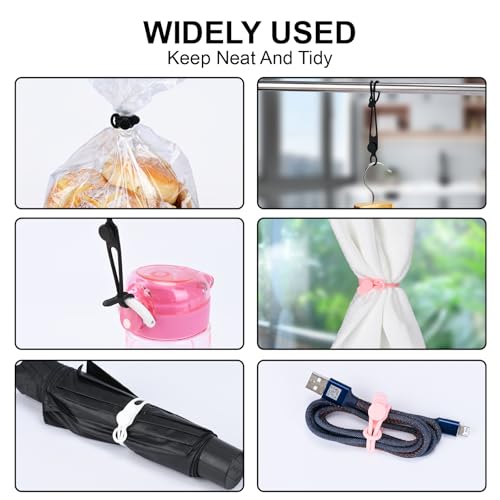 32Pcs Silicone Cable Ties, Data Cable Organizer Silicone Cable Straps Cord Ties Wrap Reusable Wire Organizers Elastic Cables Cord Management Organizers for Electronics, Home, Office, School, Travel