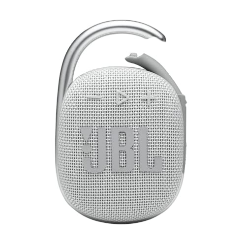 JBL Clip 4 - Portable Mini Bluetooth Speaker, big audio and punchy bass, integrated carabiner, IP67 waterproof and dustproof, 10 hours of playtime, speaker for home, outdoor and travel (White) - color: White