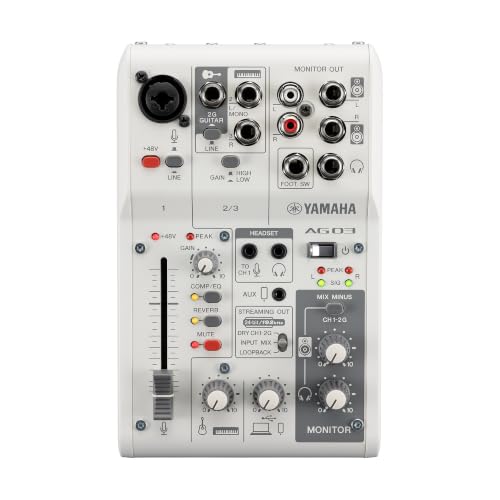 Yamaha AG03MK2 White Live Streaming Kit with mixer/USB interface, condenser microphone, headphones and mic cable - color: White, style: Live Stream Pack