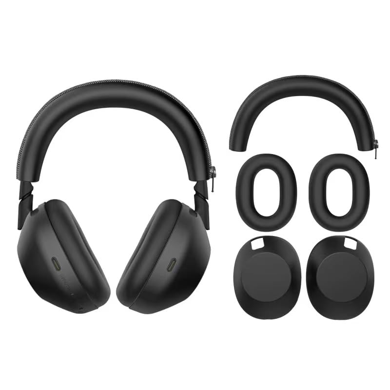 Silicone Ear Cups Cover for Sony WH-1000XM6 Headphones, Sweatproof Protector, Black