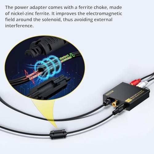 PROZOR DAC Converter 192Khz Digital to Analog Audio Support 5.1CH DTS | Dolly-AC3 Decoder with Volume Control Coaxial SPDIF Toslink Optical to RCA Adapter for HDTV DVD PS3 Home Cinema System