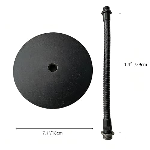 Heavy-Duty Round Weighted Base Desktop Microphone Stand with Flexible Gooseneck & 3/8" to 5/8" Adapter for Podcast, Studio, Classroom, Church (7.1" Base, Black)