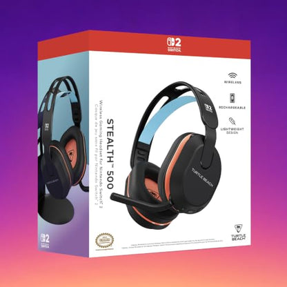 Turtle Beach Stealth 500 Wireless Gaming Headset Nintendo Switch 2, Black | Licensed for Switch 2, Bluetooth, 40mm Drivers, 40-Hr Battery, Flip-to-Mute Mic, Memory Foam, Lightweight, Charcoal Black - color: Charcoal Black