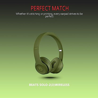 Krone Kalpasmos Earpad Replacement for Beats Solo 2 & 3 Wireless/Wired Headphone, Ear Cushion Premium Protein Leather Memory Foam with Kits, Superb Comfortable Easy to Install – Hunter Green - color: Hunter Green