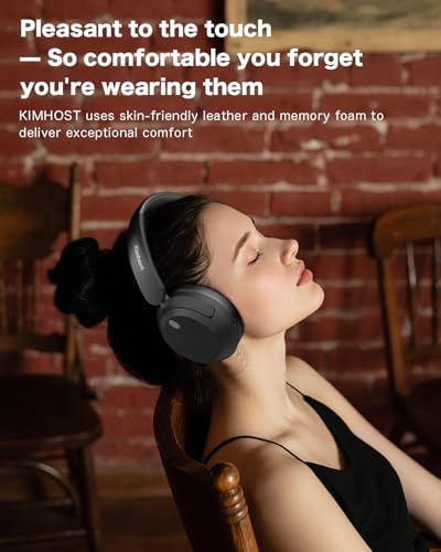 KIMHOST T30 Active Noise Cancelling Headphones, 120Hrs Playtime Bluetooth 5.3 Headphones, Multipoint, Deep Bass, Foldable, HiFi Stereo Wireless Over Ear Headphone for Travel, Office, Music, Game, Gym