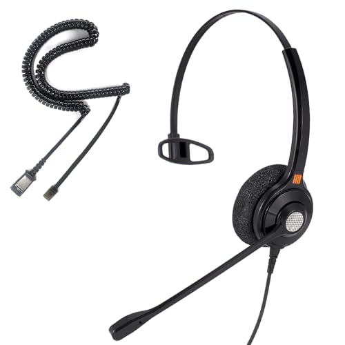 IPD IPH-210 Phone Headset Wired QD to RJ9 Monaural | For Office and Call Center, Compatible with Polycom VVX, Compatible with Avaya, Nortel, NEC, Fanvil, Mitel, Landline Phones - color: 210-BL-FOAM