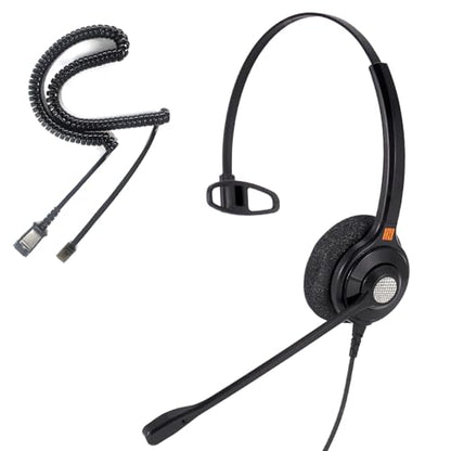 IPD IPH-210 Phone Headset Wired QD to RJ9 Monaural | For Office and Call Center, Compatible with Polycom VVX, Compatible with Avaya, Nortel, NEC, Fanvil, Mitel, Landline Phones - color: 210-BL-FOAM