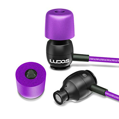 LUDOS Clamor Wired Earbuds in-Ear Headphones, 5 Years Warranty, Earphones with Microphone, Noise Isolating Ear Buds, Memory Foam for iPhone, Samsung, School Students, Kids, Women, Small Ears - Purple - color: Purple, style: 3.5 mm