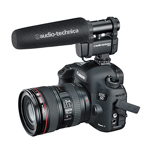 Audio-Technica AT8024 Stereo/Mono Camera-Mount Condenser Microphone, Black