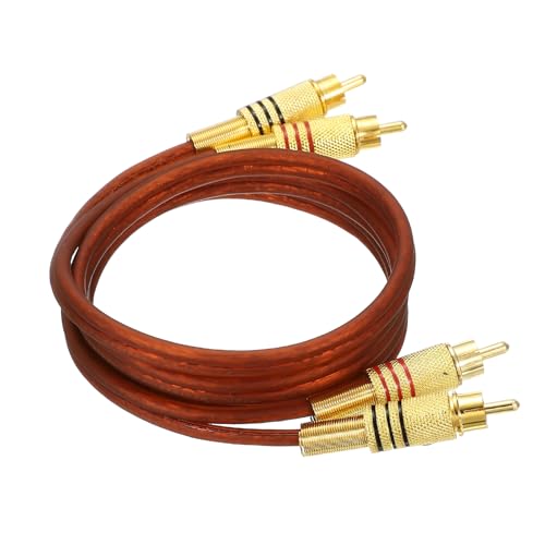 MECCANIXITY 2RCA Male to 2RCA Male Audio Stereo Cable, 3.3 ft RCA Subwoofer Cable with Gold Plated Plugs for Home Theater, HDTV, Amplifiers, Speakers, Red Brown Cable Gold Shell - color: Red Brown/Gold, size: 3.3 ft