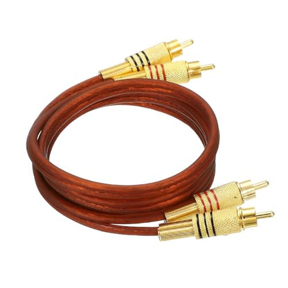 MECCANIXITY 2RCA Male to 2RCA Male Audio Stereo Cable, 3.3 ft RCA Subwoofer Cable with Gold Plated Plugs for Home Theater, HDTV, Amplifiers, Speakers, Red Brown Cable Gold Shell - color: Red Brown/Gold, size: 3.3 ft