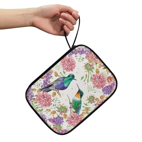 Watch Band Storage Bag with Handle Stain Resistant Carrying Case for Smartwatch, Apple Watch, Watch Band Pin and Other Watch Band Accessories, Bird Pink Flower - color: Bird Pink Flower