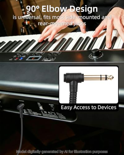 GELRHONR 1/4 TRS to Single RCA Cable,6.35mm TRS to RCA Cable,2M,2Pack. | Right Angle Stereo TRS to MONO RCA, Instrument Cable for Guitar/Keyboard - color: TRS to RCA