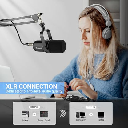 XLR Dynamic Microphone for Vocal Recording, Podcasting, Gaming, Live Streaming&Broadcasting, All Metal Cardioid Mic, Voice-Isolating Technology, with Boom arm SL40X+ - style: SL40X with Boom Arm