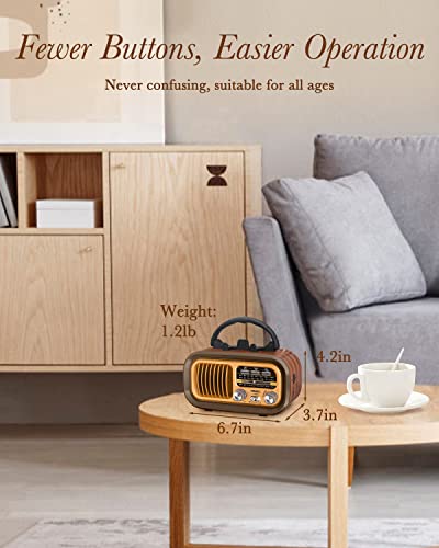 PRUNUS J-150 Portable Radio AM FM SW Bluetooth Speaker,TF Card/USB Playback | Retro Radios Vintage Transistor with Best Sound, Solar/D Battery Operated/USB Charging, TWS