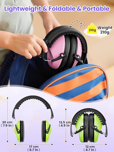 Dr.meter EM100 Kids Ear Protection Ear Muffs, Kids Noise Reduction Earmuffs | 27.4dB Noise Cancelling Headphones for Kids Adults, Adultsin Sensory Monster Jam Concerts Fireworks Study Airplane Reading - color: Pink+green
