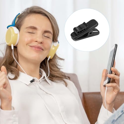 Psyqtsuary 24 PCS Lapel Mic Clip, Headset Wire Clips for Earphone Wire, 1 Inch Length Small Earphone Wire Clip Black Headphone Mount Cable Clothing Clip Earbud Clip for Most Headset Wire Earphone