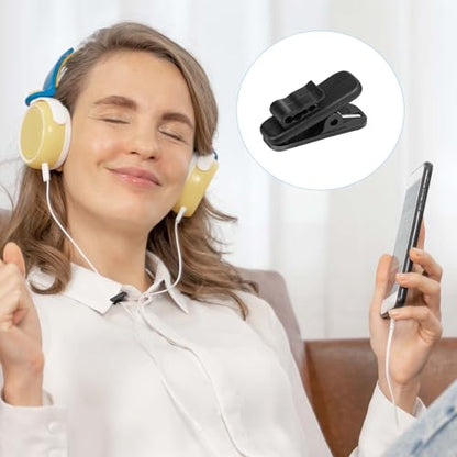 Psyqtsuary 24 PCS Lapel Mic Clip, Headset Wire Clips for Earphone Wire, 1 Inch Length Small Earphone Wire Clip Black Headphone Mount Cable Clothing Clip Earbud Clip for Most Headset Wire Earphone