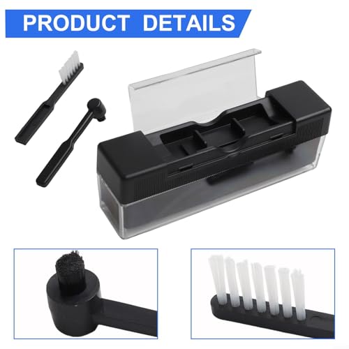 3-in-1 Vinyl Record Cleaning Brush Set with Velvet Groove Cleaner, Carbon Fiber Stylus Brush & Anti-Static PS Shell Case — for Record Care, Dust and Static Removal, Compact Storage Design