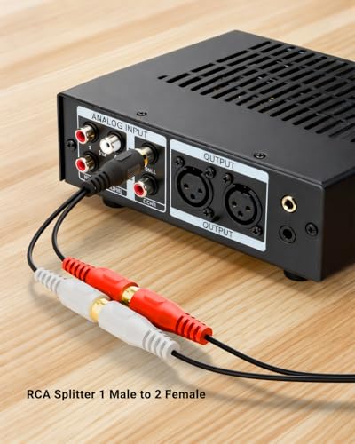 VCELINK RCA Splitter 1 Male to 2 Female, Gold Plated Stereo Audio Cable