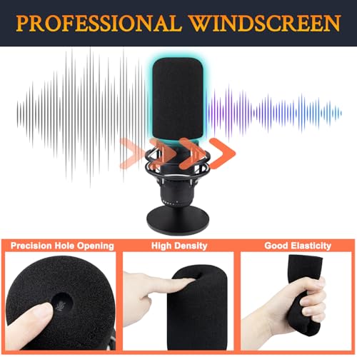 SOULWIT Pop Filter for HyperX QuadCast/QuadCast S/QuadCast 2S - Black | (Not Fit QuadCast 2), WindScreen for HyperX QuadCast/QuadCast S/QuadCast 2S Microphone