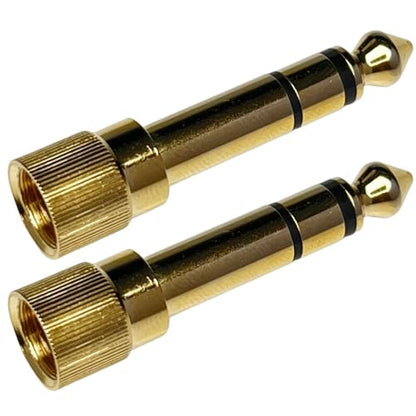 CESS 3.5mm Female to 6.35mm Male Stereo Screw-On Adapter, 2 Pack