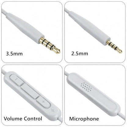 2.5mm to 3.5mm Audio Cable Replacement,Aux Cord Wire for Bose NC700 QC45 QC35II QC35 QC25 QC Ultra OE2 Soundlink SoundTrue Headphones in-line Mic Volume-Adjust (Grey)