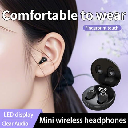 Mini Invisible Earbuds for Work and Sleep - Best Small Earbuds for Small Ear Canals - color: Black