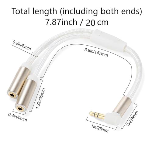 3.5mm Headphone Stereo Audio Y Splitter Adapter Cable 7.87in