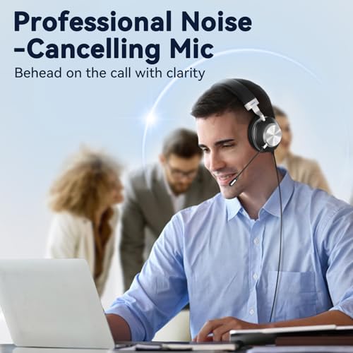 Wantek Headset wtih Mic, USB Headset with Microphone for PC, Computer Headset with Noise Canceling Microphone with Mute for Work Home Office Online Skype Zoom Meetings - color: Black