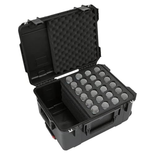 SKB Injection Molded Case w/Foam for (24) Mics w/storage compartment and wheels - size: 24 Mic