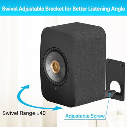Aiweiwa Heavy-Duty Speaker Wall Mount for KEF LSX II Speakers Mount Wall Bracket - Space Saving Wall Speaker Mount for KEF LSX II Wireless HiFi Speakers Bracket with Cable Clips, Black