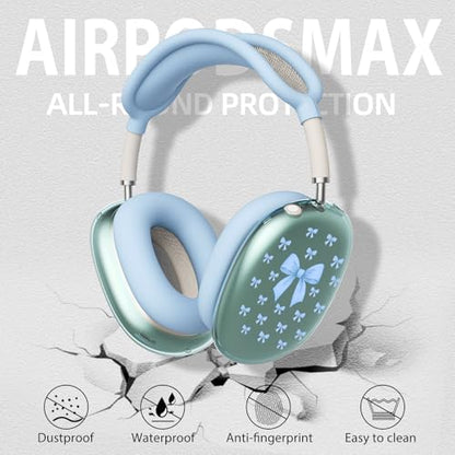 Cute Kawaii Bowa Clear Case for Airpods Max Headphones Lovely Girl Pattern Soft TPU Ear Cups Cover Anti-Scratch Silicone Ear Pad Protective Case Blue Headband Cover for Apple Airpods Max - color: Blue bow A