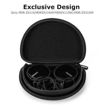 Ginsco Slim Protect Case Compatible with Sony ZX Series Wired On-Ear Headphones, MDR-ZX110 / MDR-ZX110AP / MDRZX110NC / MDR-ZX310AP, Hard Shell Travel Carrying Headphone Case (Black-R) - color: Black-R