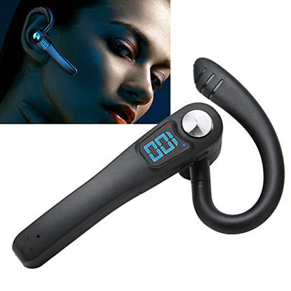 Bluetooth Earpiece, Single Ear Earphone, Hands Headset with LED Display, Voice Control for Driving Business