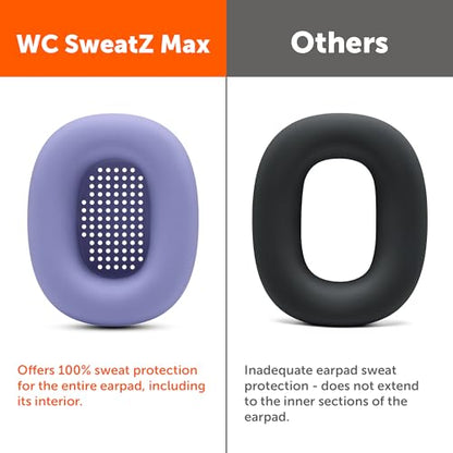 WC SweatZ Max - Patented Silicone Sweat Covers for AirPods Max 1 | Made by Wicked Cushions | (Does Not Fit AirPods Max 2). Sweatproof, Full Earpad Protection | Purple - color: Purple