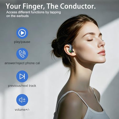 Wireless Earbuds, Sports Bluetooth 5.4 Headphones, Digital Display, Bass Sound 60Hrs Playtime, Over-Ear Hook with Mic, Fast Charging Digital Display IPX7 Waterproof Earphones for Running/Sports